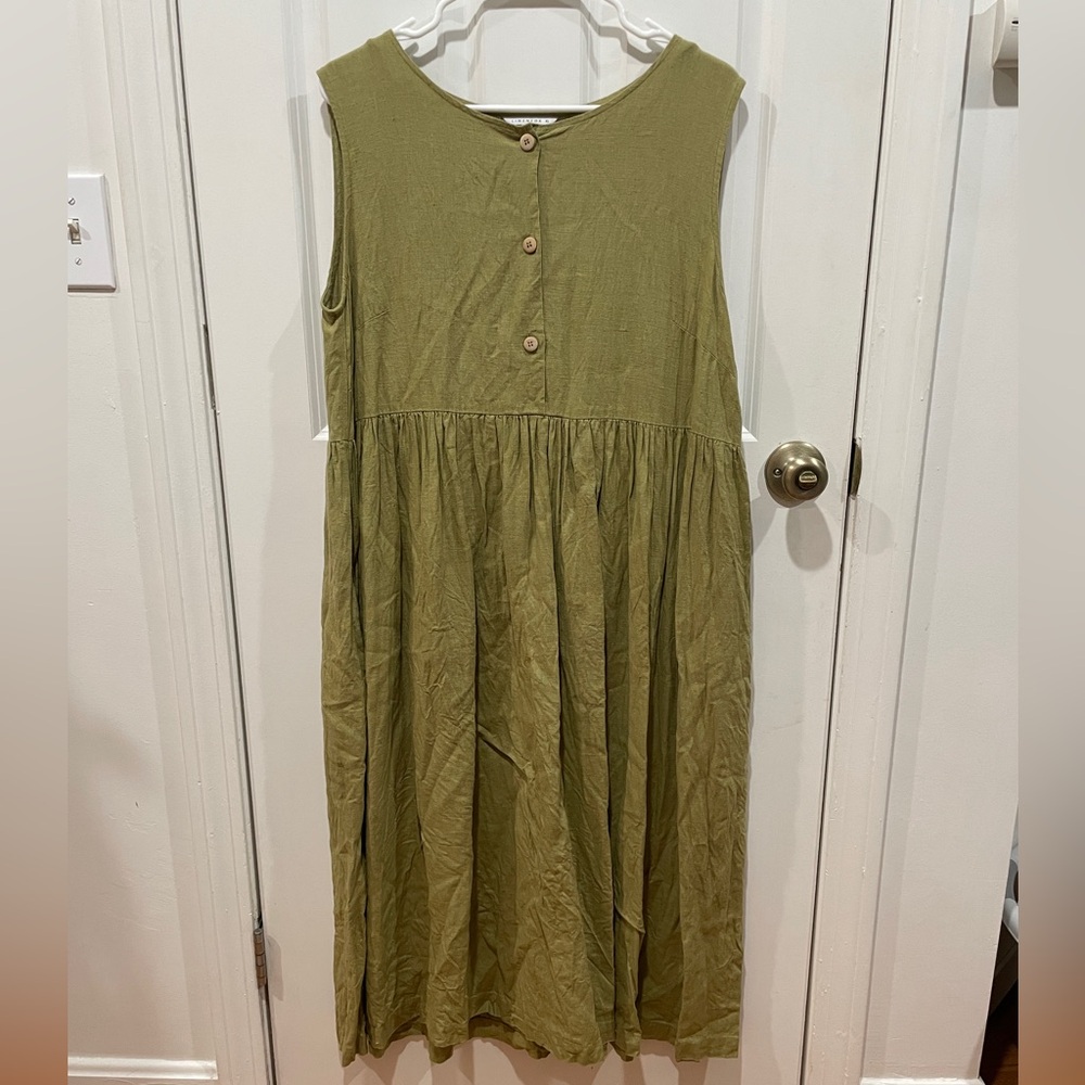 Linenfox Olive Green Joy Dress